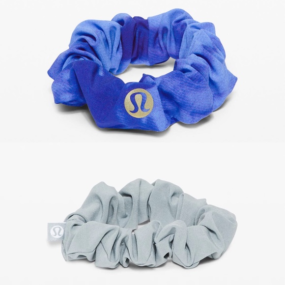 New Lululemon Uplifting Scrunchie set of 2  Blue - Picture 1 of 7